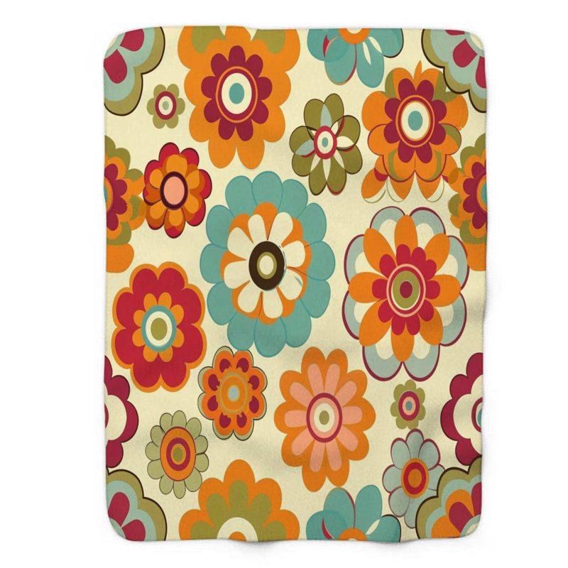 Heritage Heritage Girl - 1 pièce Sherpa Premium, Lit simple, Jaune clair / rouge / bleu floral