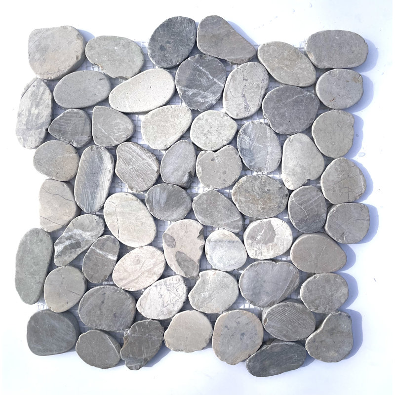 Tuile de pebble en pierre naturelle 12" x 12" cut flat