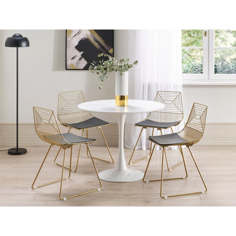 Deray Slat Back Side Chair, Gold, Gold