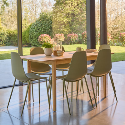 Whitewash Extendable Dining Table Set - 6 Seater - Burnt Dining Chairs