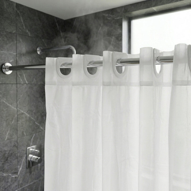 Hook 'N' Hang Polyester  Shower Curtain
