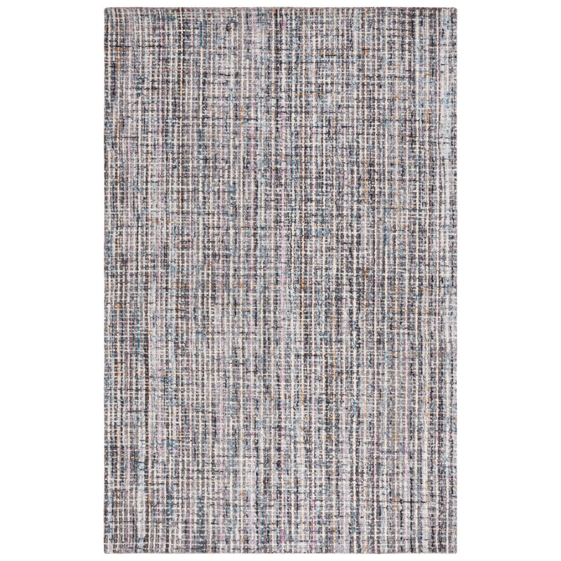 Abstract Hand Tufted Wool/Cotton Rug in Brown/Gray, Rectangle 5' x 8'