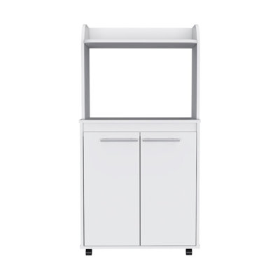 Rockford Kitchen Cart with Appliance Space, 2-Door Cabinet, and Two Internal Shelves