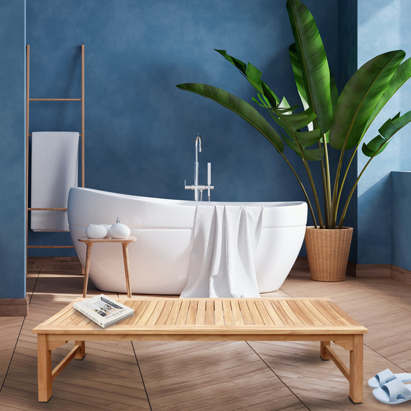 Teak Wood Curved Spa Shower Bench 71"
