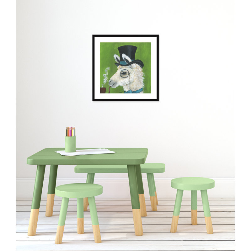 Lama et tuyau, art encadré, H 23,5 po x l 23,5 po x P 1,18 po, Cadre noir