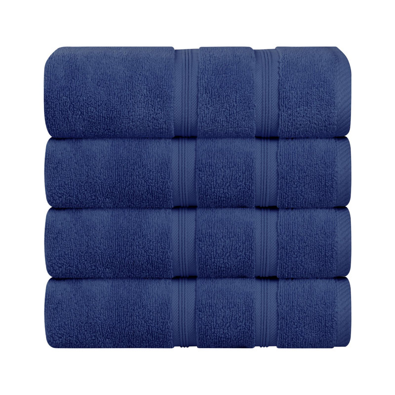  Serviettes de bain en coton Smart Quick-Dry Zero Twist, ensemble de 4, Marine