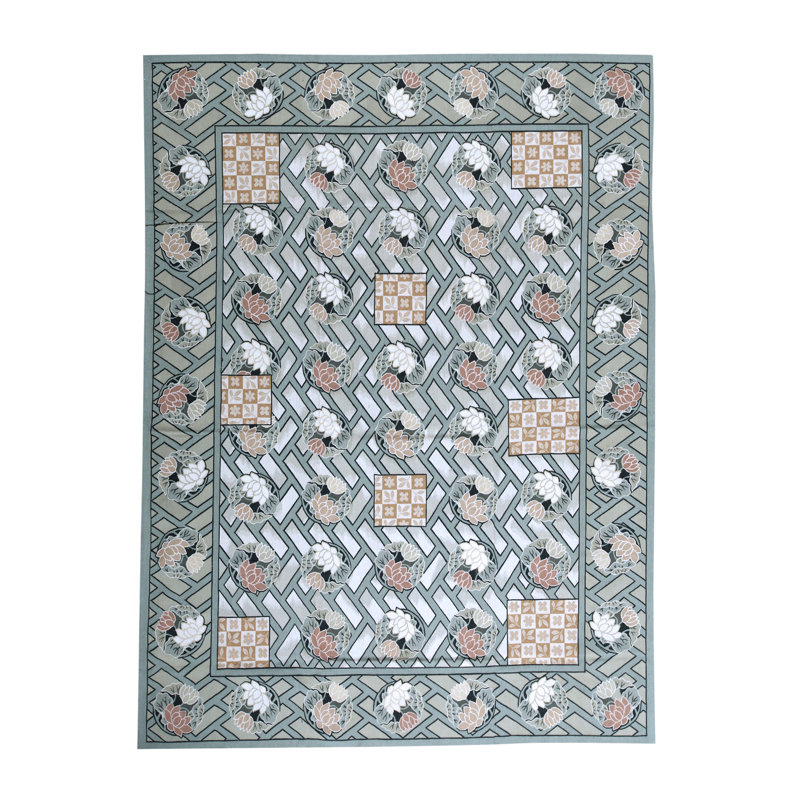 Hand-Knotted High-Quality Green Area Rug