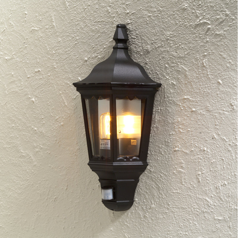 Firenze 49.5cm H Outdoor Wall Lantern, Black, Without motion sensor