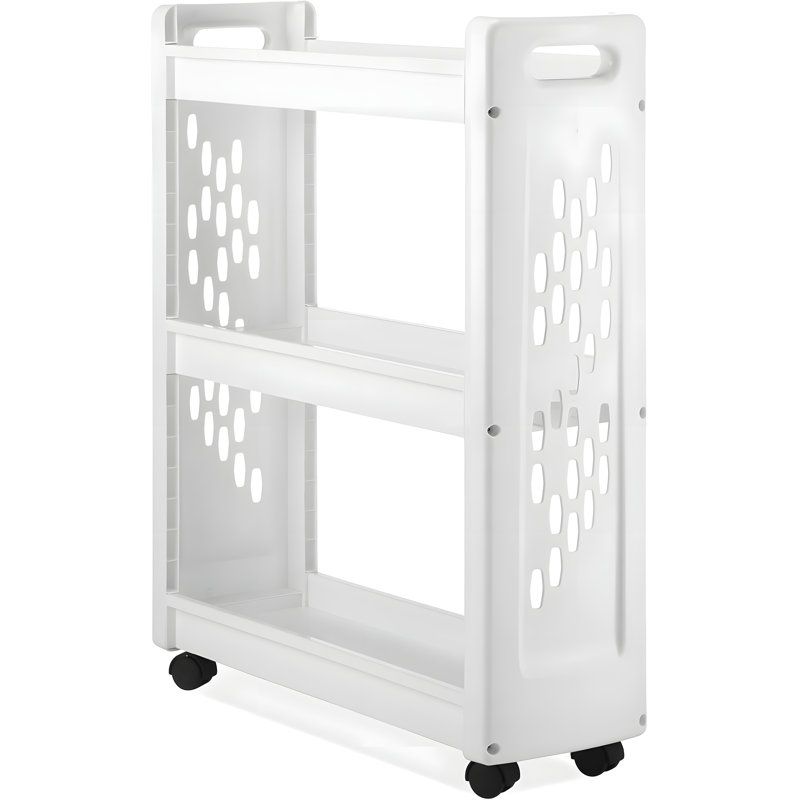 Chariot à linge à 3 niveaux avec design compact pour un rangement peu encombrant dans la cuisine, la salle de lavage ou la salle de bain