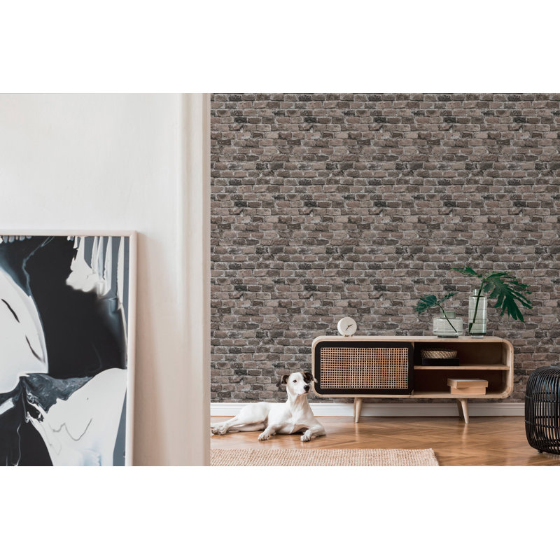Bricks and More Collection Authentic Brick Wallpaper Roll, Gray