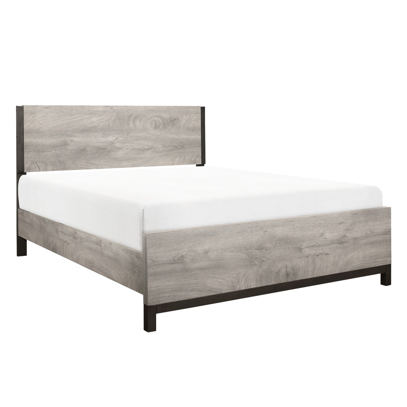 Grand lit gris - planche de bois, Grand lit