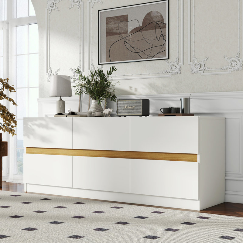Commode de rangement à 6 tiroirs, Blanc