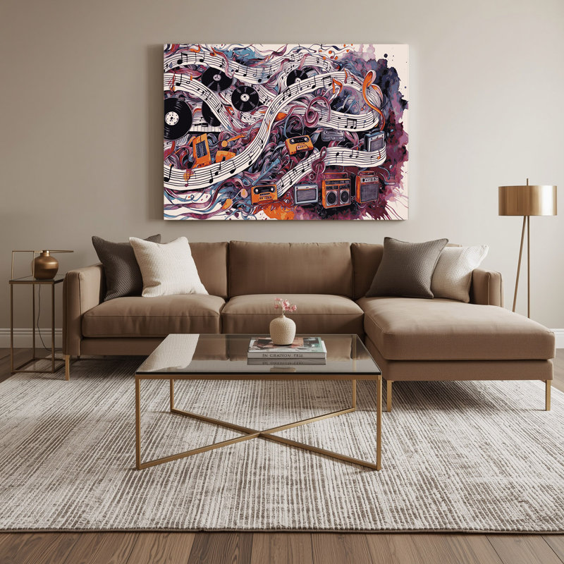 Art musical sur toile brune, H 11 po x l 14 po