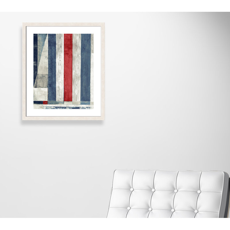 Aken 'Americana III' Framed Print, White Woodgrain Texture