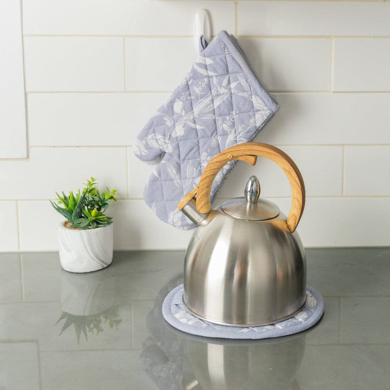 Flato Home Floral Cotton Potholder, Gray