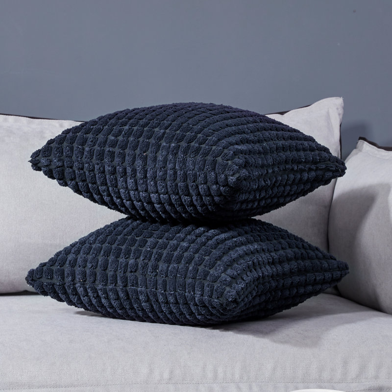 Navy Blue Corduroy 20" Euro Pillow Covers Set