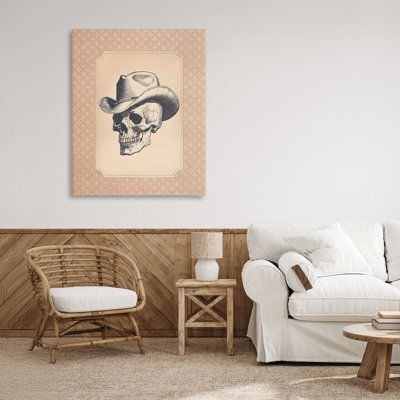 Toile de crâne de cowboy rétro, design par Arlington Prints