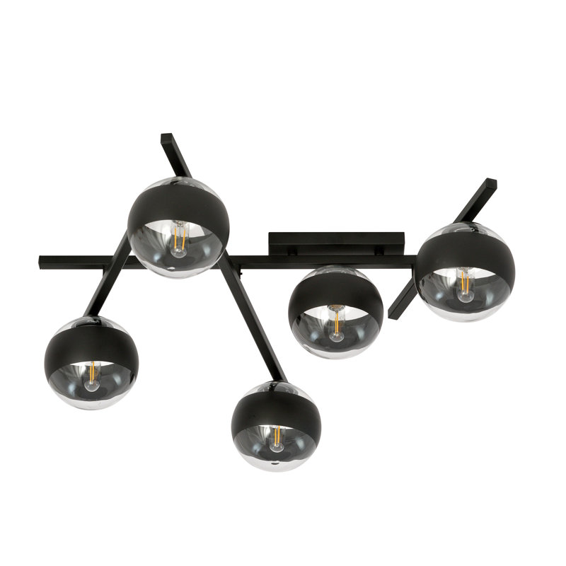 Glass Flush Mount, Transparent/Black, 22cm H x 10cm W x 10cm D