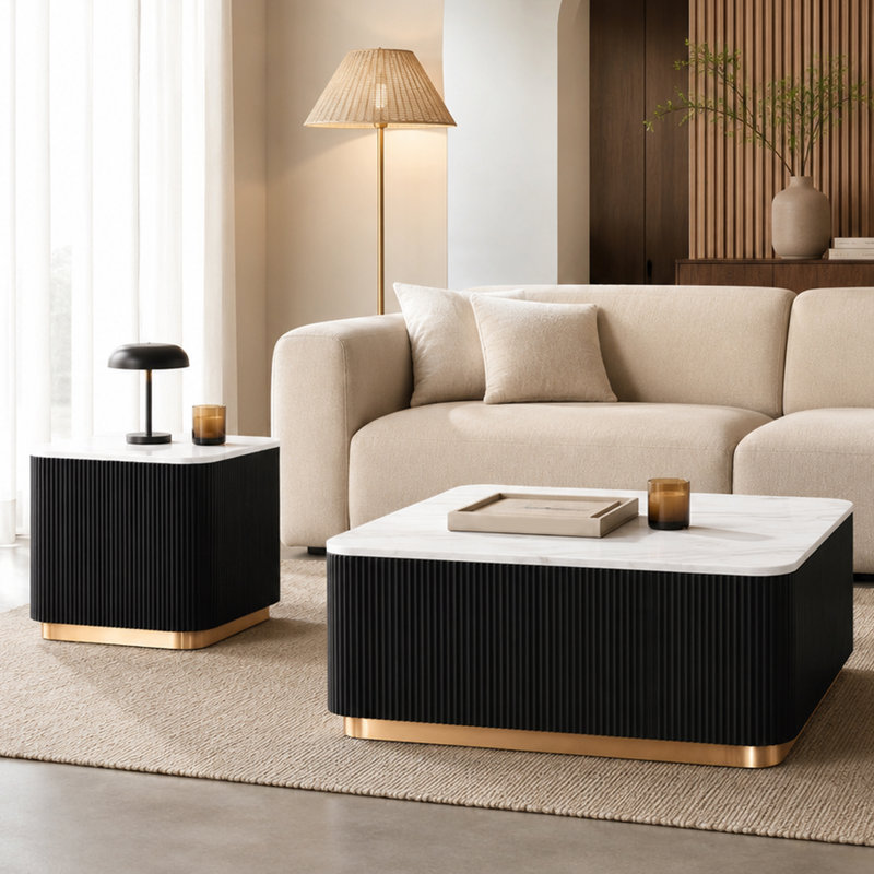Ensemble de tables basses 2 pièces Modern Modern, Noir