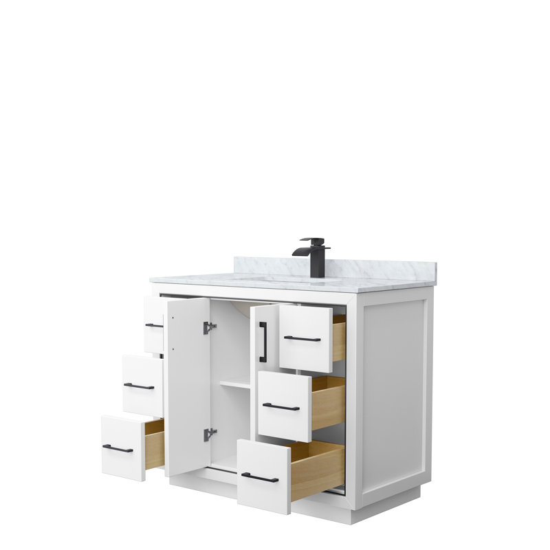 Icon 42" Single Bathroom Vanity Set, Matte Black, White