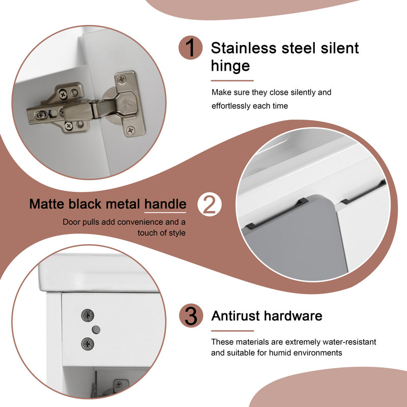 Ensemble de meuble-lavabo simple 24,14 po avec dessus en céramique Cili