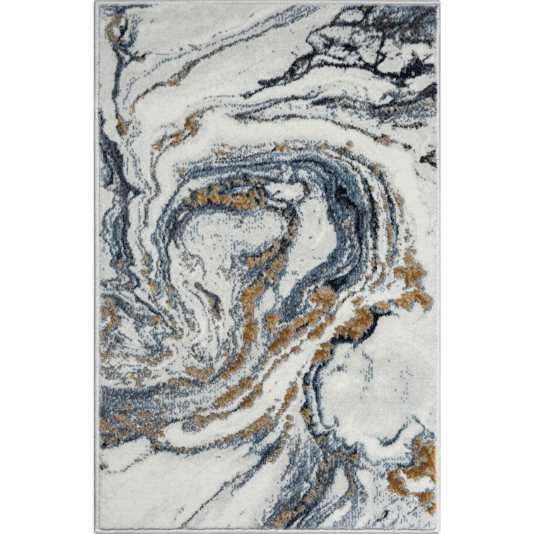 Gangleri Blue Gold Marble Area Rug