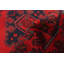 Tapis rouge en laine noué à la main de conception unique 3 pi 4 po x 4 pi 11 po New Age Fraidel