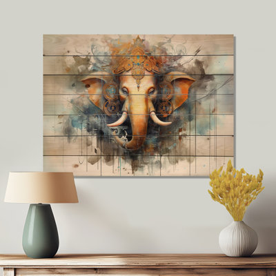 Éléphant vibrant I, impression sur bois