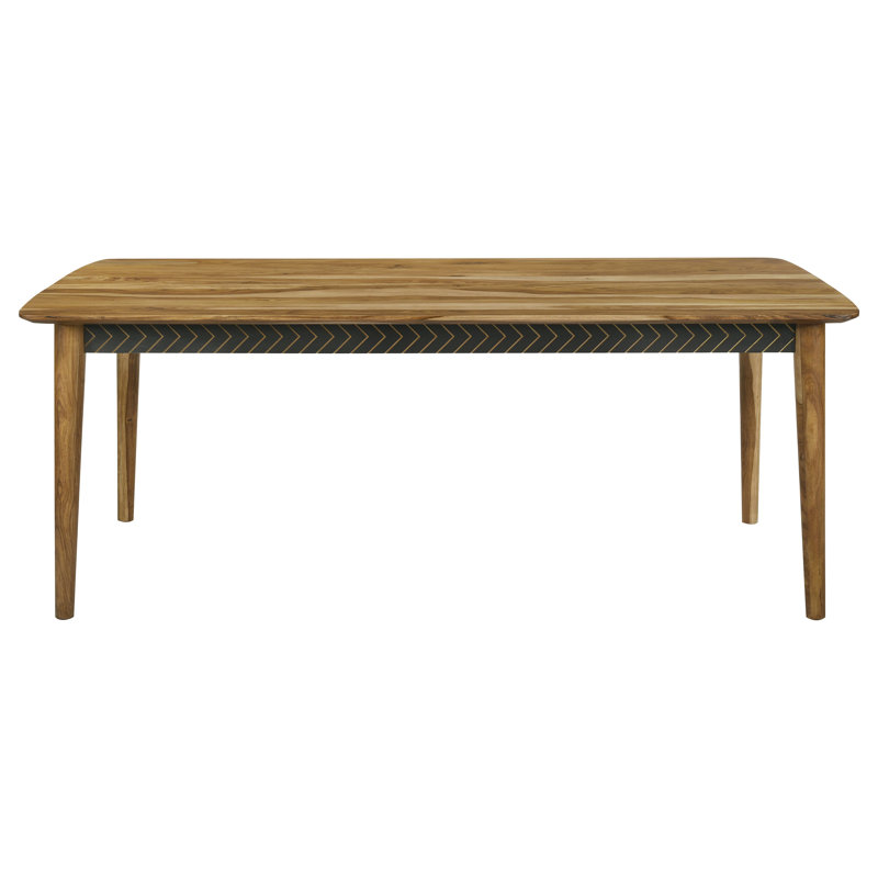 Natural Sheesham and Black 6-Piece Dining Set with Bench