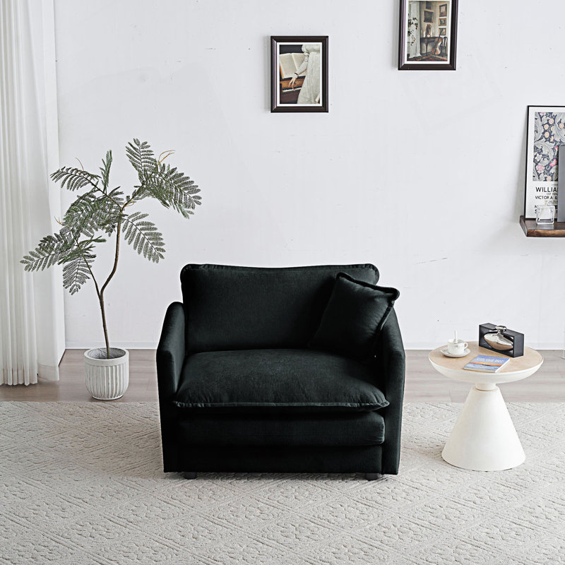 Fauteuil d'appoint moderne avec repose-pieds, fauteuil club, Noir