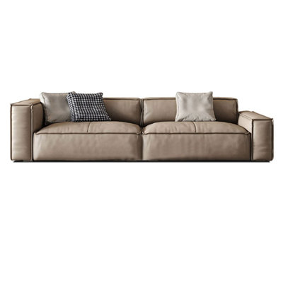 Champagne Genuine Leather Modular Sofa cushion couch