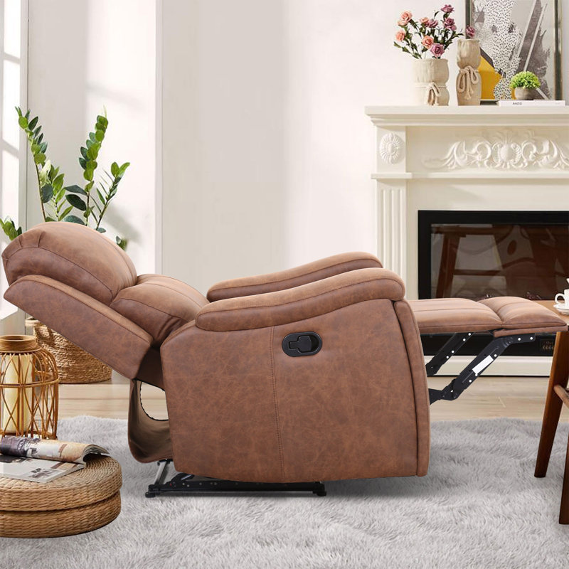 Ensemble de salon inclinable manuel 37 po avec porte-gobelet caché (ensemble de 2), Cognac