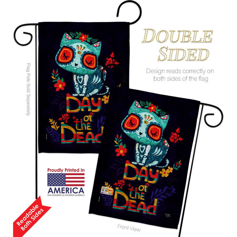 Ensemble de drapeaux en polyester 19 po x 13 po Skull Cat