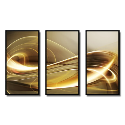 Élégant canapé moderne - Ensemble de 3 toiles abstraites encadrées