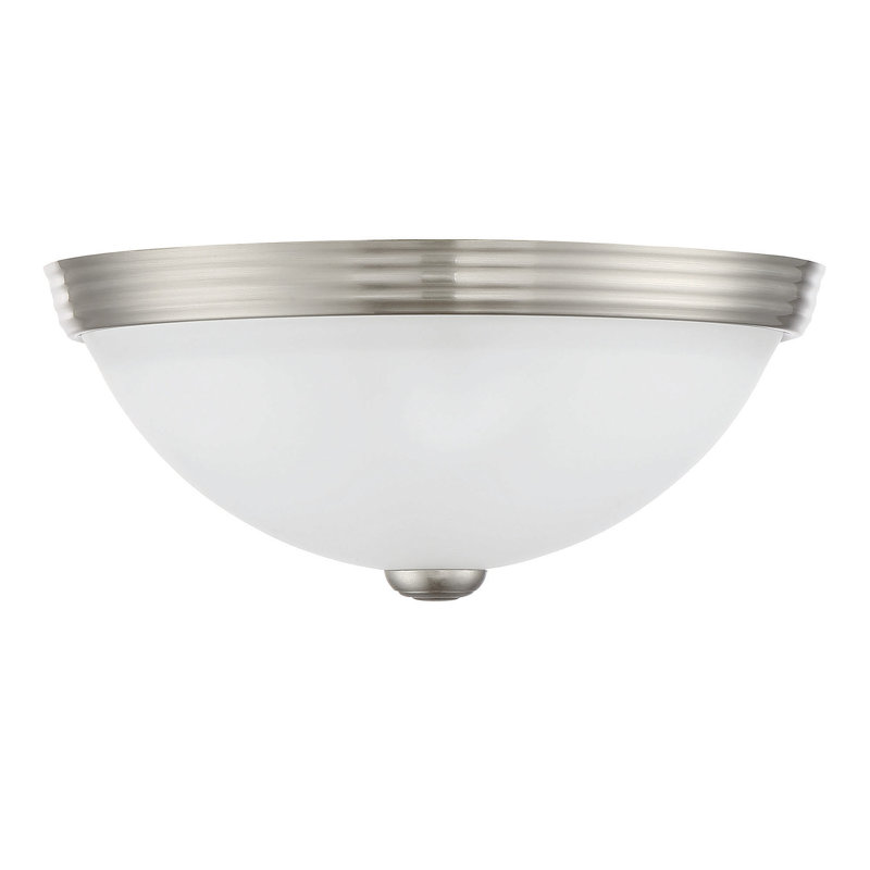 Plafonnier encastré 2 lumières Sarabia, H 4,5 po x l 11 po, Nickel satiné, Blanc
