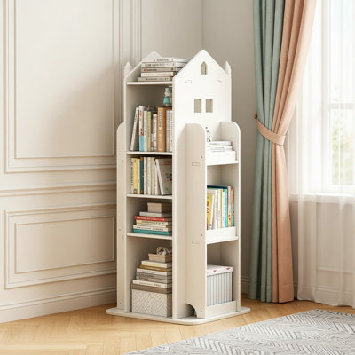 Bibliothèque rotative à 4 niveaux avec pivotement à 360 °, durable et sécuritaire pour les chambres d'enfants, les salons et les bureaux