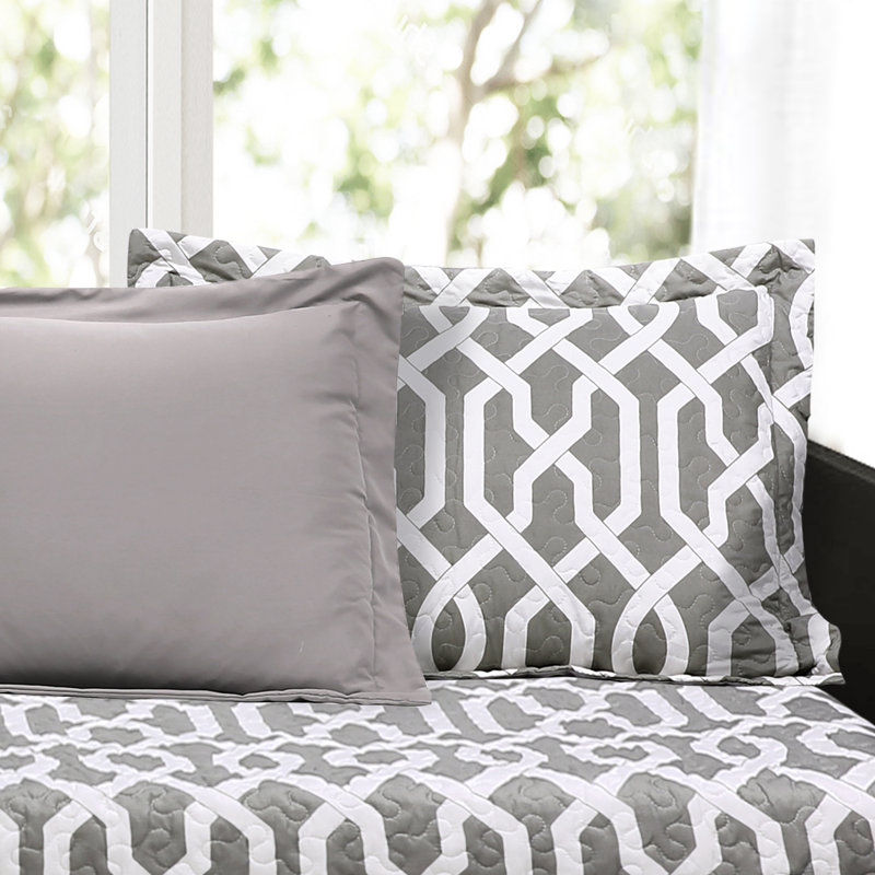 Lush Decor Edward Trellis 6 Piece Daybed Cover Set, Gray, 39" W x 75" L