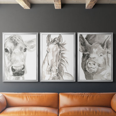 Farm face I - Toile tendue avec châssis sur mesure - 3 pièces