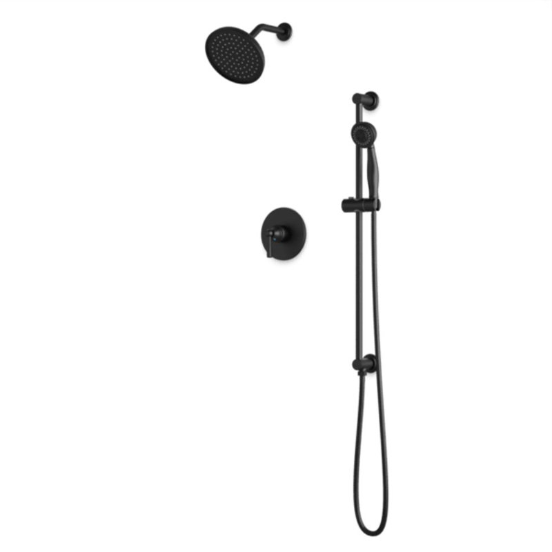 Classic 2-Way Pressure Balance Shower Trim Kit With Hand Held Shower On Slide Bar With Separate Water Outlet, Matte Black
