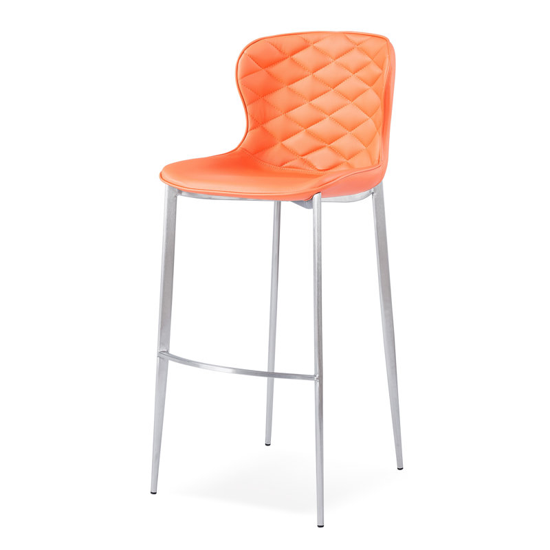 Tabouret de bar et de comptoir Albert, Orange, Acier inoxydable, Tabouret de bar (siège d'une hauteur de 30 po)