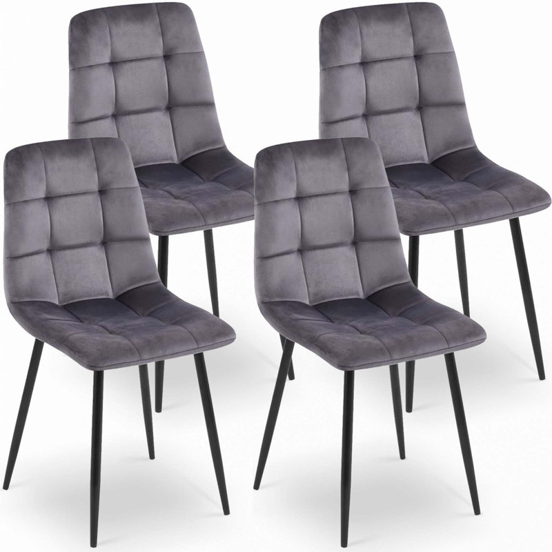 Velours, chaises de salle à manger de cuisine moderne, ensemble de 4
