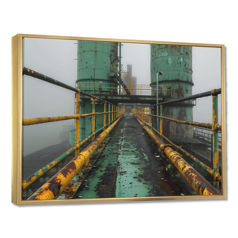 «Monocrhome», impression d'art mural gris et vert, Toile avec cadre flottant or, H 24 po x l 32 po x P 1 po