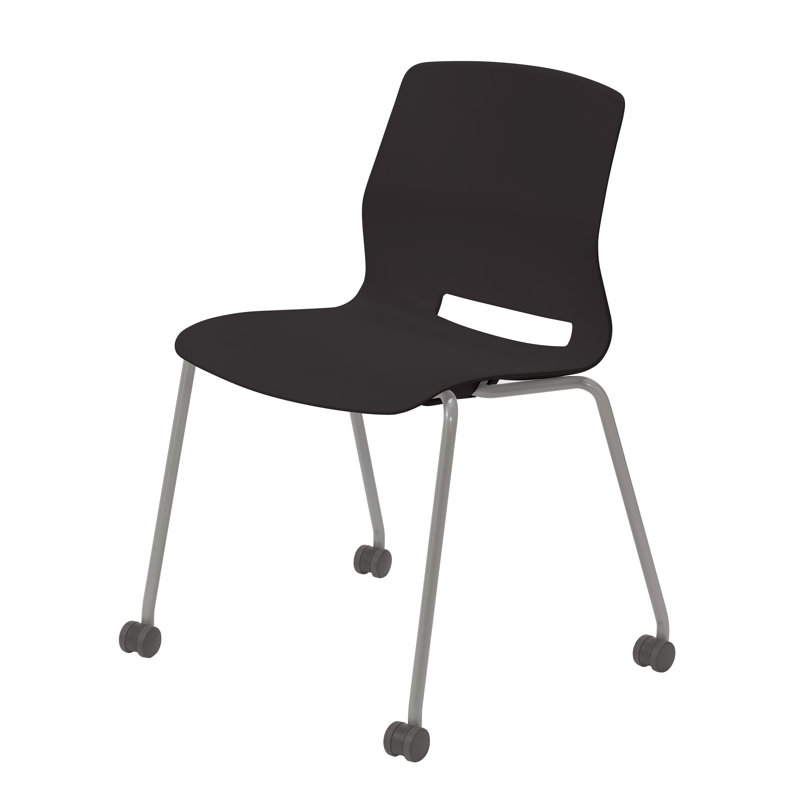Chaise empilable Wille, Noir, noir, noir, noir, Avec des roulettes