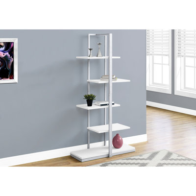 Modern Industrial Bookshelf, 60"H, 5 Tier, White And Grey For Office Use Contemporary 5 White, Metal Entrance Areas