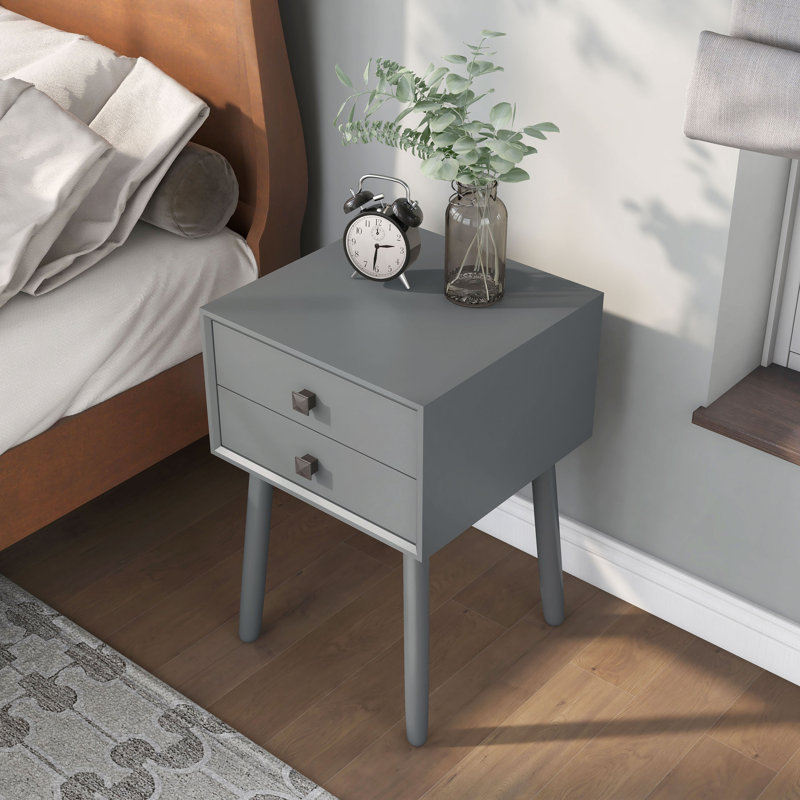 Table de bout à 2 tiroirs avec rangement Jiarui, gris
