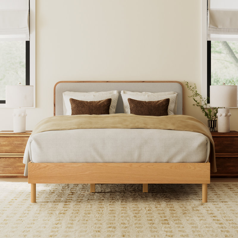 Yohan Upholstered Panel Headboard Design Bed, Queen