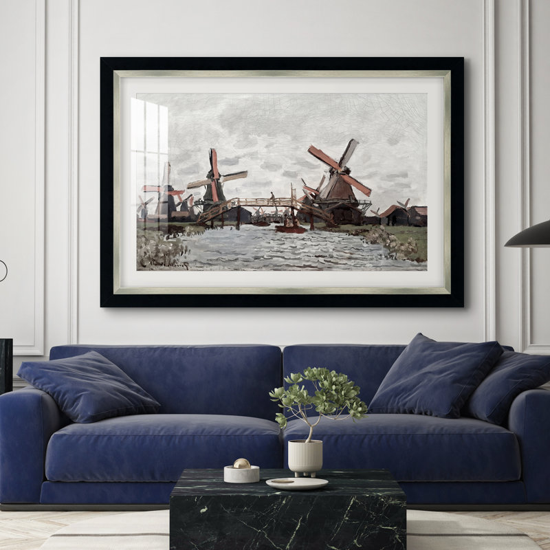 Moulins à vent près de Zaandam, 1871 - Claude Monet - Reproduction encadrée sur mesure, 28 po x 40 po
