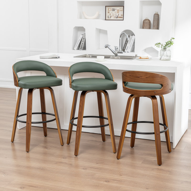 Ensemble de tabourets pivotants 3 pièces Carmavy, Tabouret de bar (siège d'une hauteur de 30 po), Vert