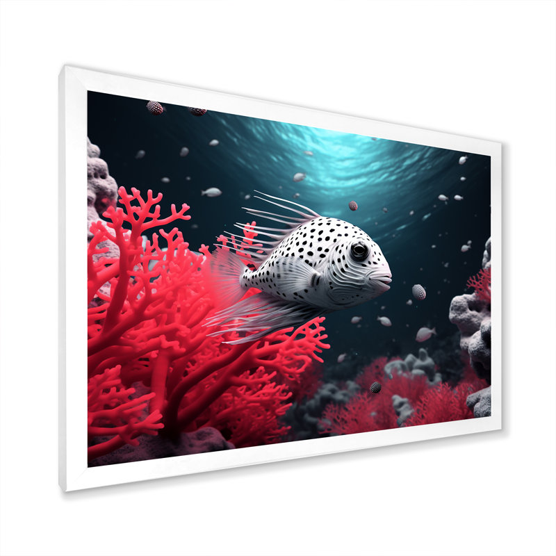 «The Graceful Pufferfish» sur toile, Cadre photo blanc, H 34 po x l 44 po x P 1,5 po