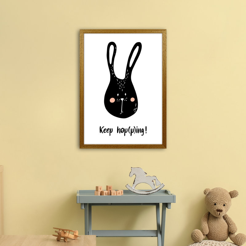 Bunny by Miniofmine - Print, 63cm H x 46cm W x 3cm D, Brown Framed